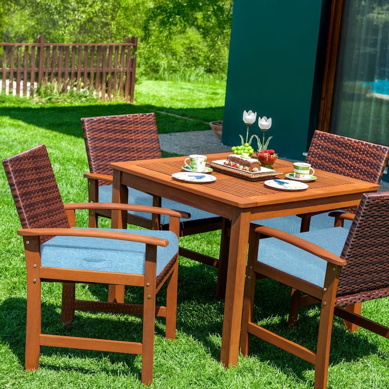 Aoodor Patio Chair Cushions Set of 2, Water Resistant Outdoor Seat Cushions with Handle and Ties, Square Corner Cushions
