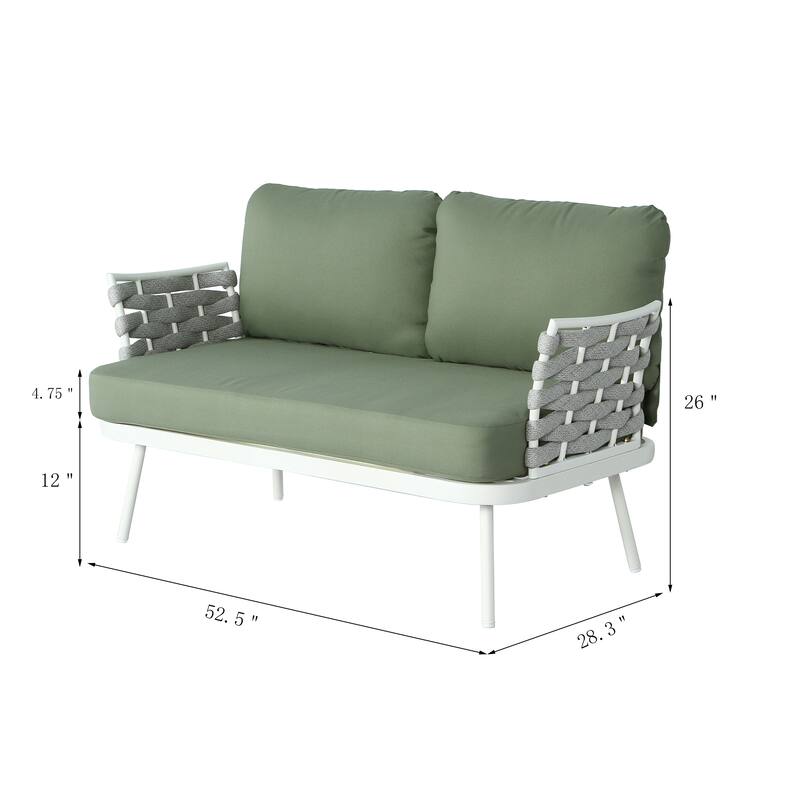 Christopher Knight Home - Cadence Rope and Steel Patio Loveseat and Table Set