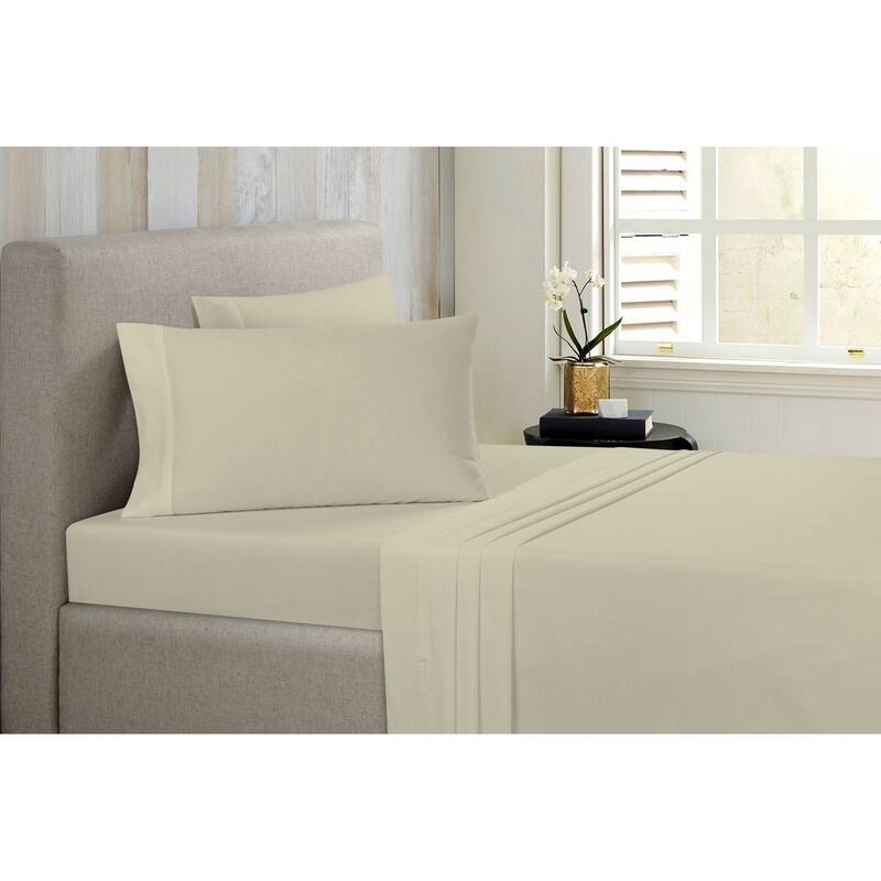 Bibb Home Antimicrobial 4 Piece Solid Sheet Set - King - Ivory