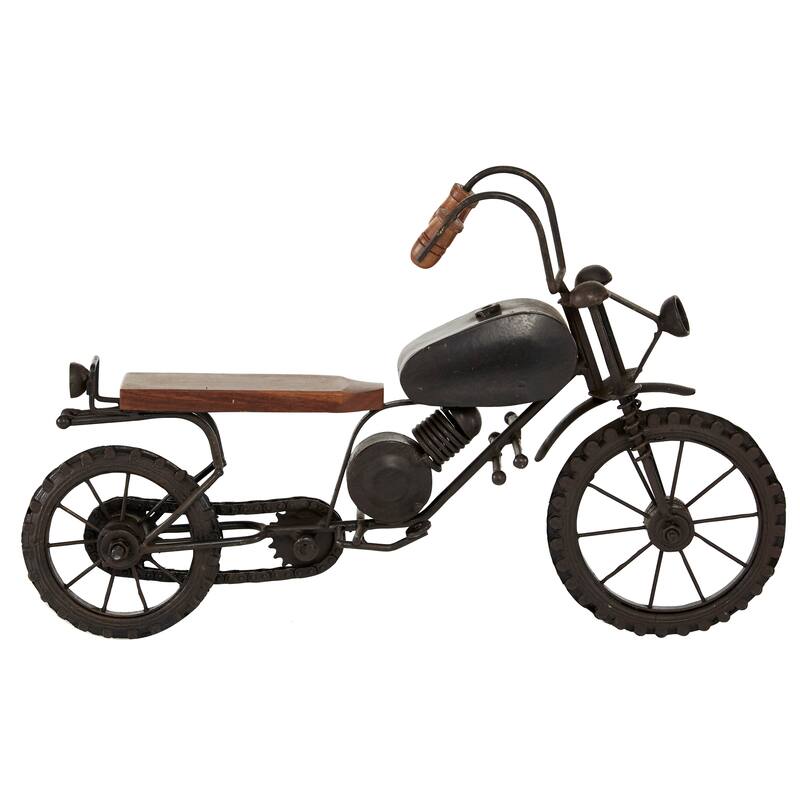 Metal Motorcycle Sculpture - Black - Roche River Decor - 4"W x 16"L x 10"H