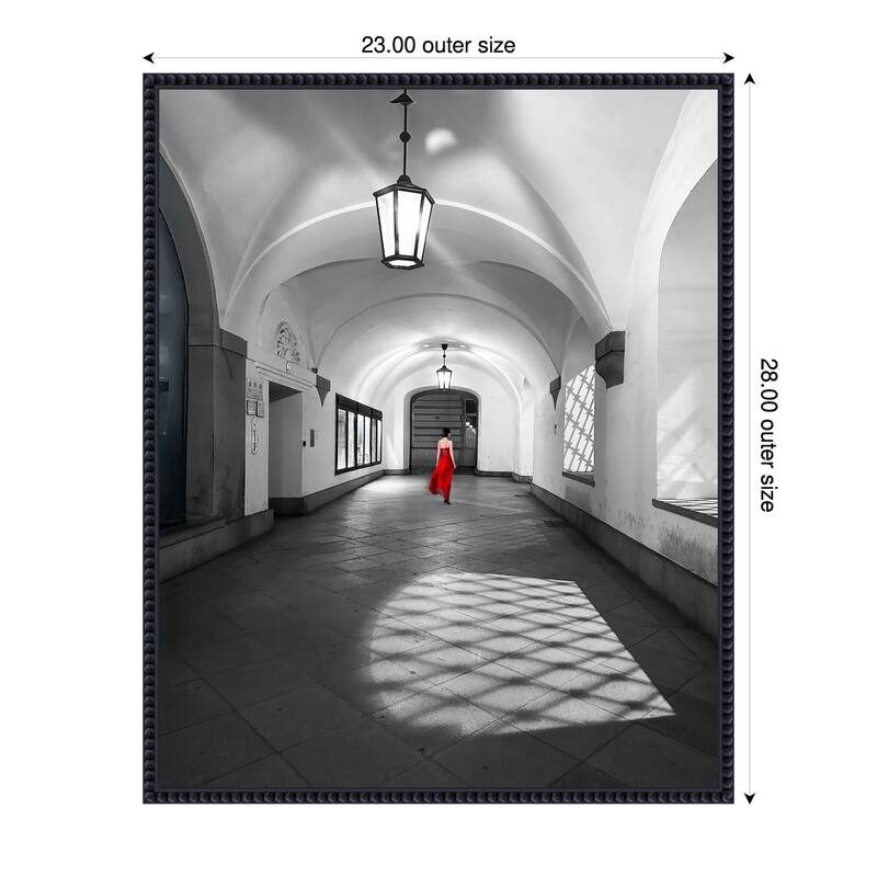 Shadows and a Red Dress by Patty Rong Zhang Framed Canvas Wall Art Print - 23 x 28 in