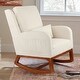 preview thumbnail 2 of 28, Nursery Rocking Chair High Back Armchair with Side Pocket Rubber Wood Legs and Pillow Flannel Chair for Living Room/Bedroom Beige-1-Piece