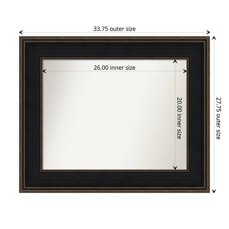 Mezzanine Espresso Framed Non-Beveled Custom Wall Mirror, Bathroom Vanity Mirror - Outer Size: 33.75 x 27.75