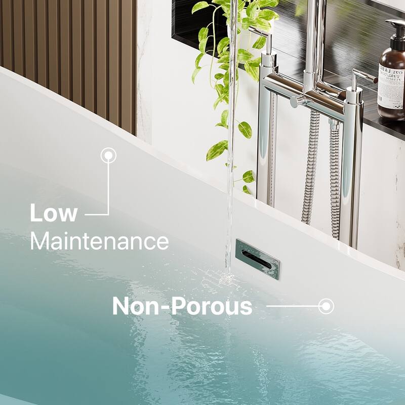 Eviva Bella Glossy White Acrylic Double Slipper Freestanding Bathtub