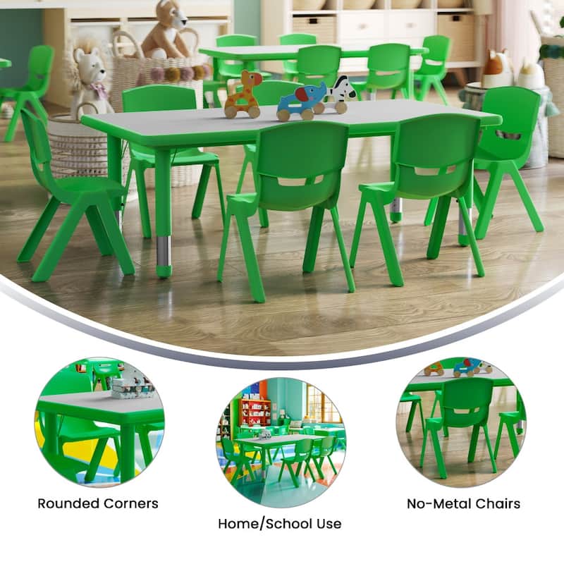 23.625"W x 47.25"L Rectangle Plastic Activity Table Set with 6 Chairs