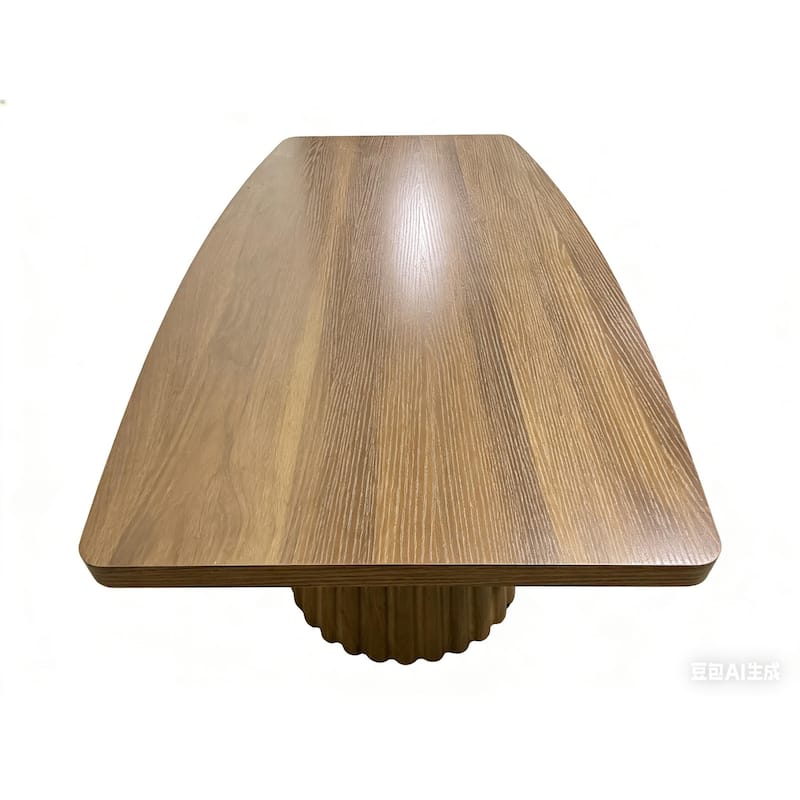 47.2" Fluted Coffee Table, Unique Boat-Shaped Living Room Center Table