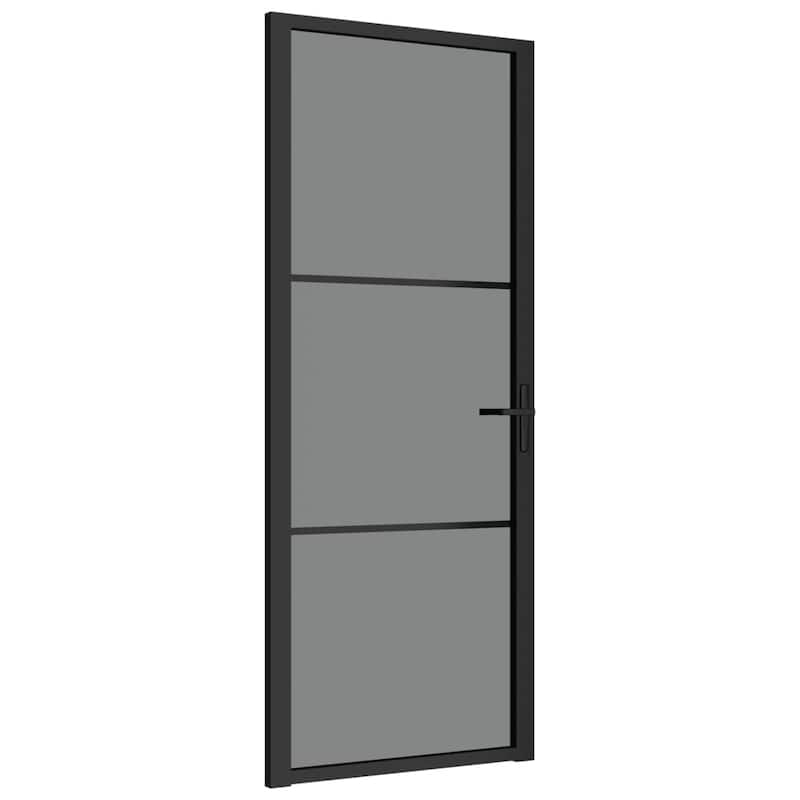 vidaXL Glass Door Interior Door with Alloy Handle ESG Glass and Aluminum Black