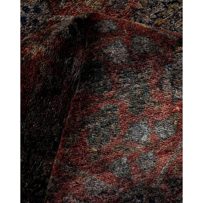 Overton Hand Knotted Wool Vintage Inspired Modern Contemporary Overdyed Brown Area Rug - 4' 1" x 6' 1"