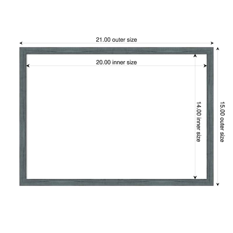 Amanti Art Dixie Blue Grey Rustic Narrow Framed Dry Erase Magnetic Board - 21 x 15 in