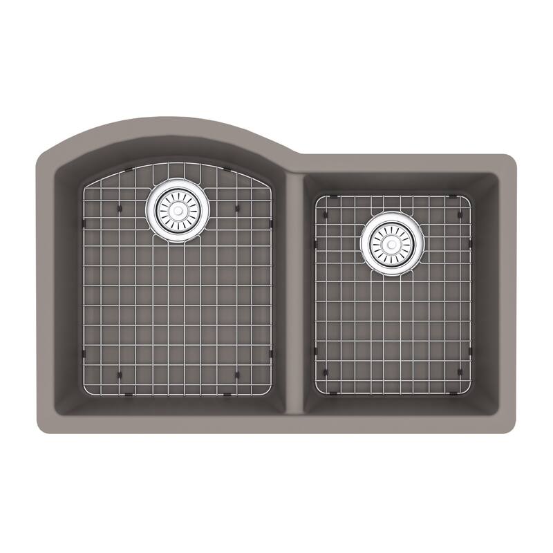 Karran Undermount Quartz 32 in. 60/40 Double Bowl Kitchen Sink Kit