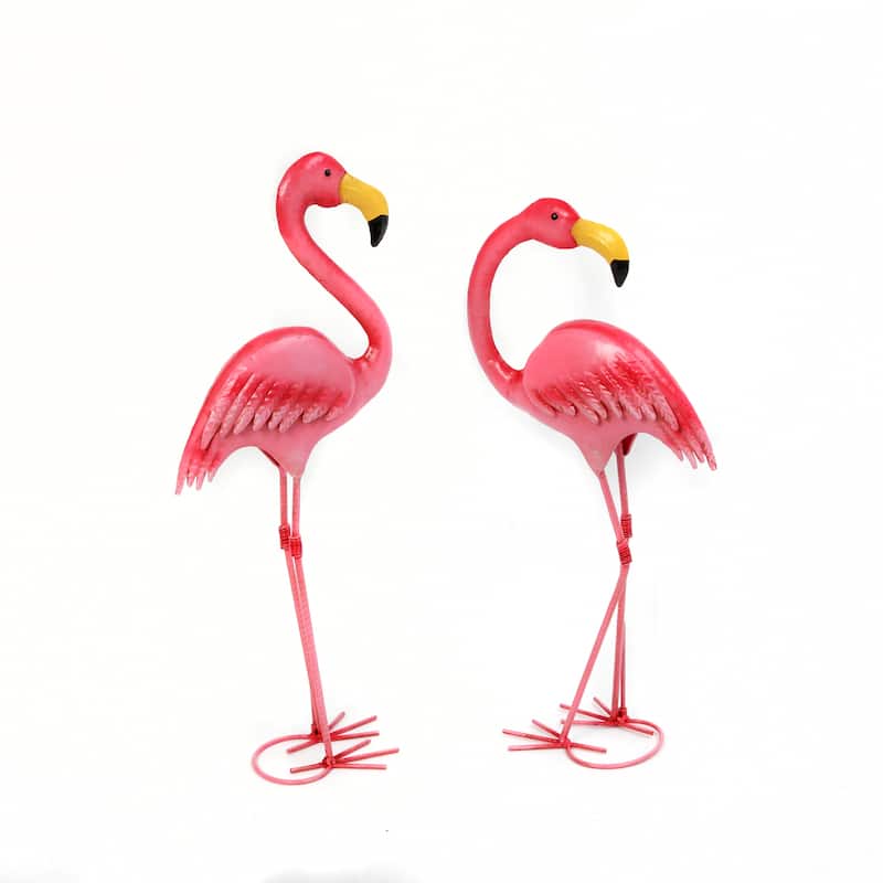 19.8 in Metal Flamingo Figurine Set of 2