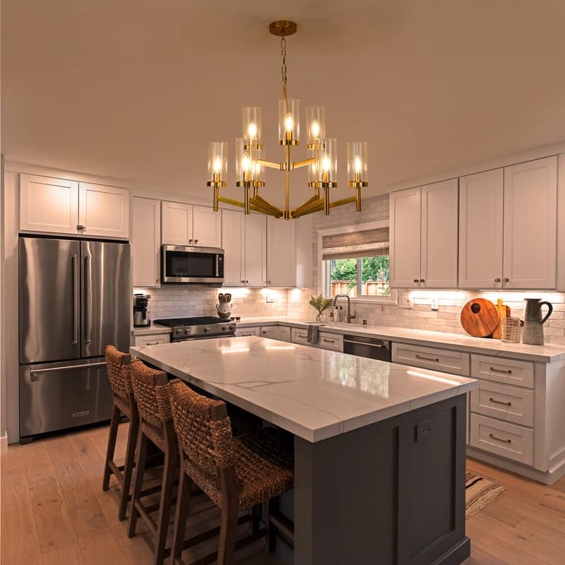 9 - Light Dimmable Tiered Chandelier - N/A