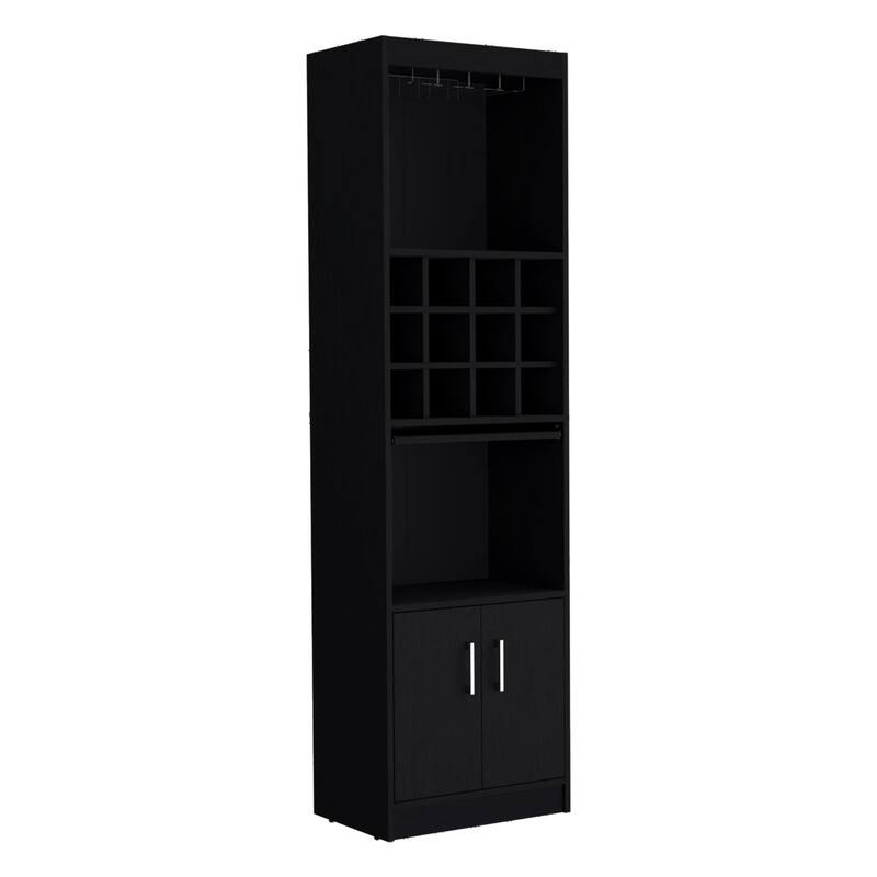 Kevil Tall Bar Cabinet, 5 Shelves, and Pull Out Tray