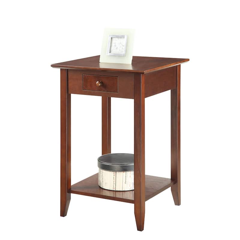 Medieval End Table with Drawer & Shelf - 18" Accent Table, Cherry Finish, Home Living Room Decor - 26