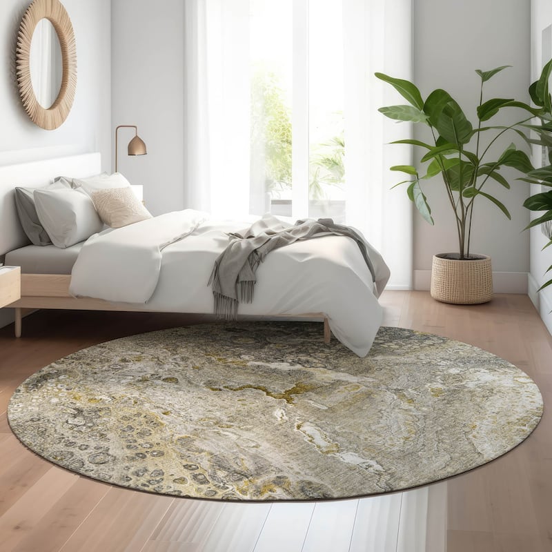 Premium Washable Super Soft Contemporary Mayfield Rug - Taupe - 8' x 8' - Round