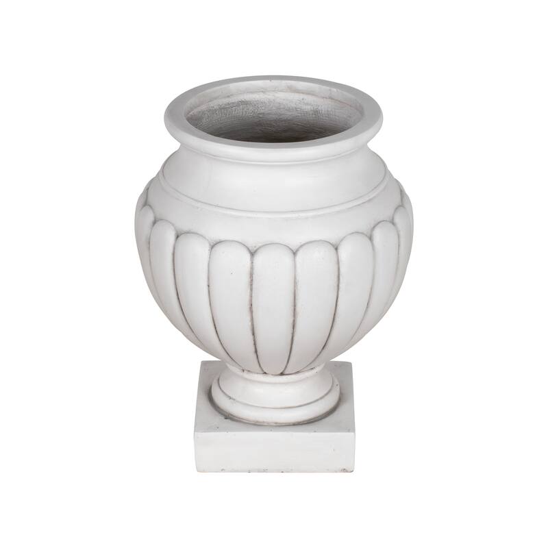 Christopher Knight Home - 23.03"H Classical Scalloped Lightweight Concrete Pedestal Urn Planter for Garden & Front Porch
