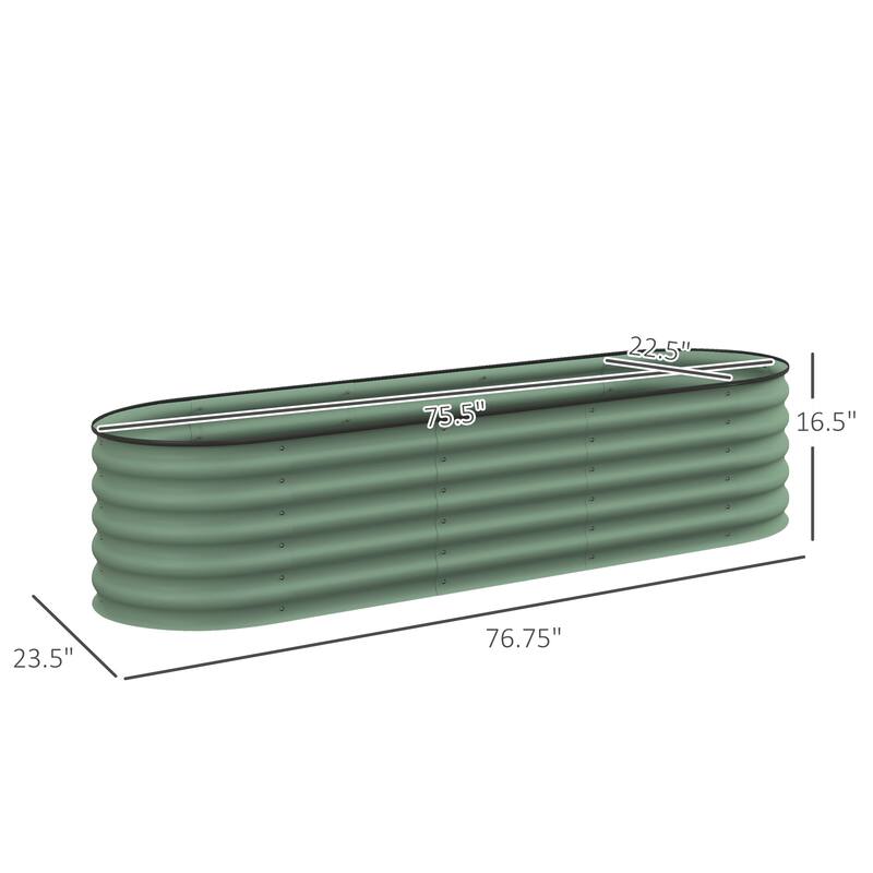 Outsunny 6.4' x 2' x 1.4' Galvanized Raised Garden Bed Kit, Outdoor Metal Elevated Planter Box with Safety Edging