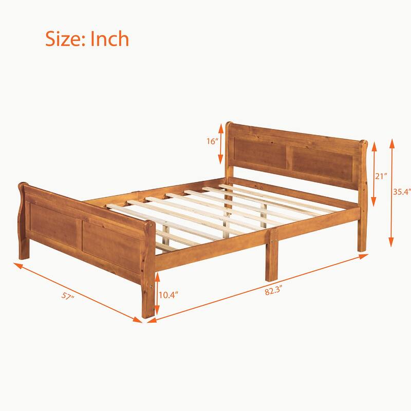 Full Queen Twin Size Wood Platform Bed