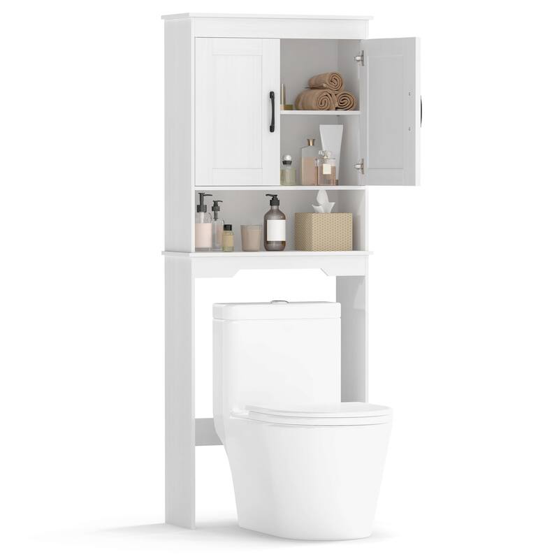 Costway Over The Toilet Storage Cabinet Bathroom Organizer w/ - White