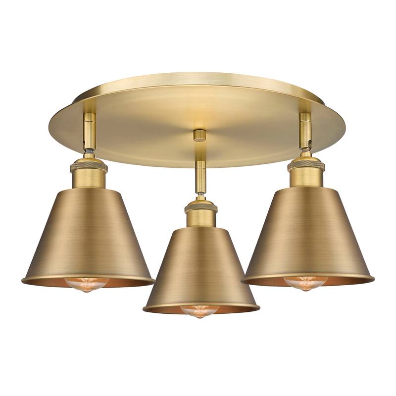 Innovations Lighting Ballston - 3 Light 18" Flush Mount - Brushed Brass