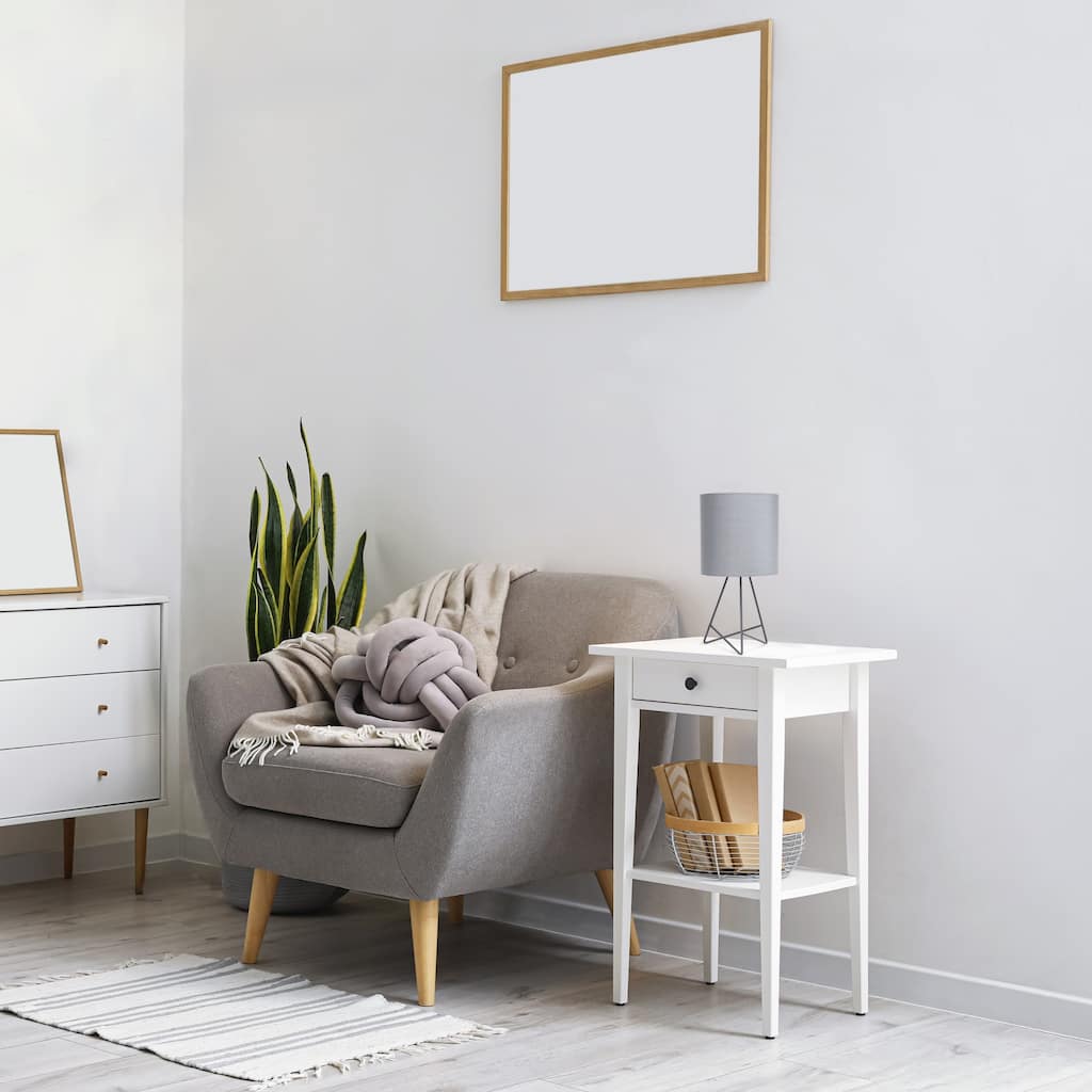 Open Wire Framed LED Table Lamp with Round Drum Shade - 14" - Gray