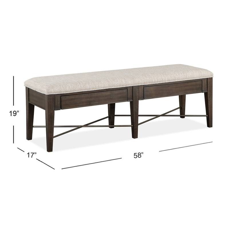 Magnussen Home Westley Falls Graphite Upholstered Bench - 58''W x 17''D x 19''H