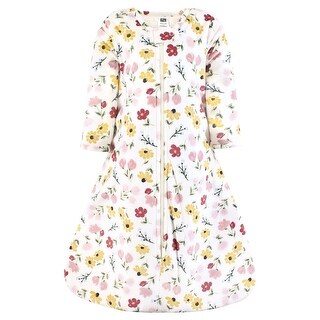 Hudson Baby Infant Girl Long Sleeve Plush Faux Fur Sleeping Bag, Wearable Blanket, Soft Painted Floral
