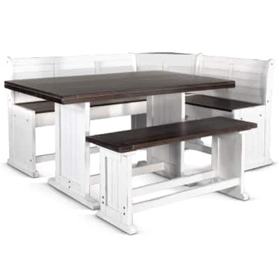 Orso 4pc Counter Height Breakfast Nook Dining Table, Off White Brown