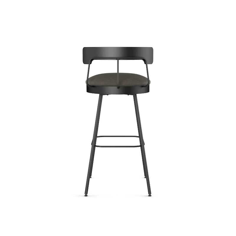 Amisco Monza Swivel Counter and Bar Stool - Grey Polyurethane / Black Metal - Counter Height