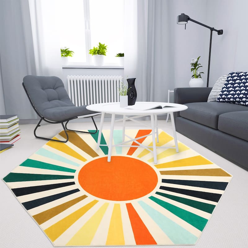 Garvee Rainbow Sol Kids Area Rug