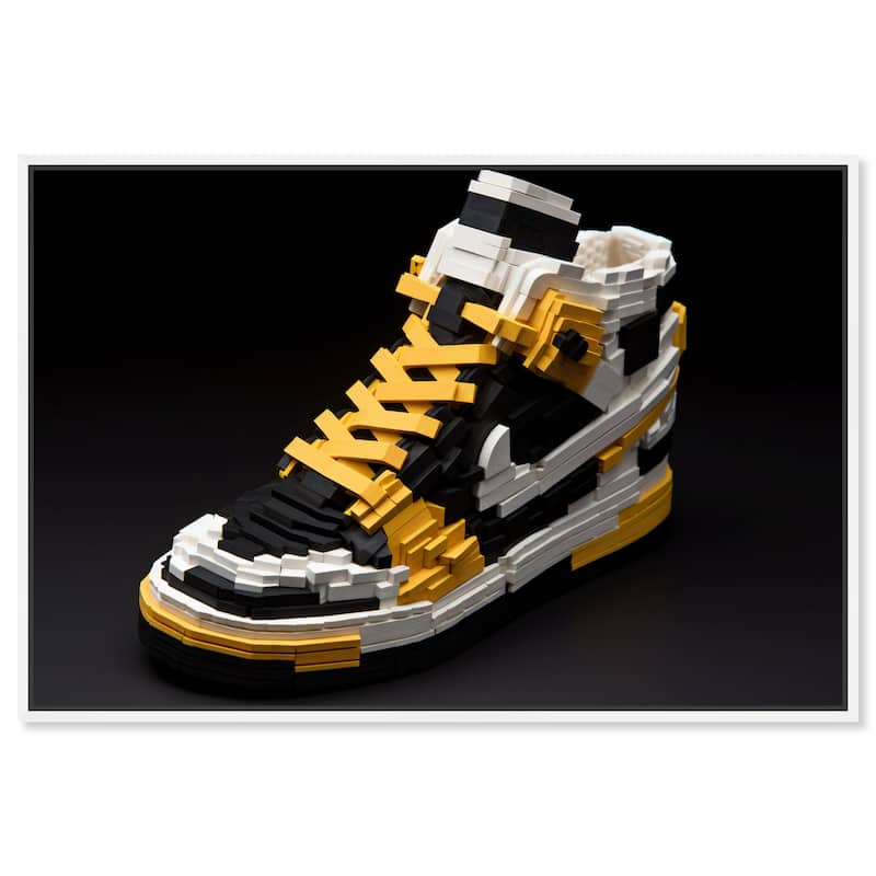 Notoriart Toy Sneaker Black Framed Sneaker 1 Piece Canvas Wall Art - 16 x 11 - White
