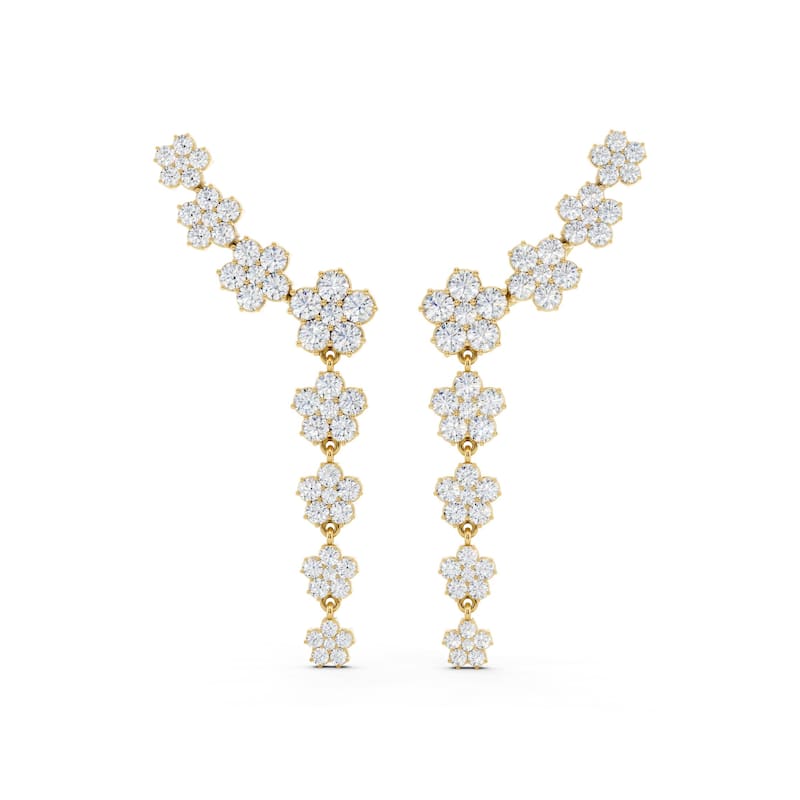 Auriya 14k Gold 6 1/4ctw Lab Grown Nature's Inspired Diamond Climber Earrings (E-F VS) - Yellow
