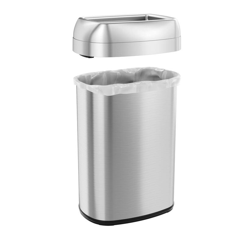 iTouchless 13 Gal Stainless Steel Oval Open Top Trash Can with Filters