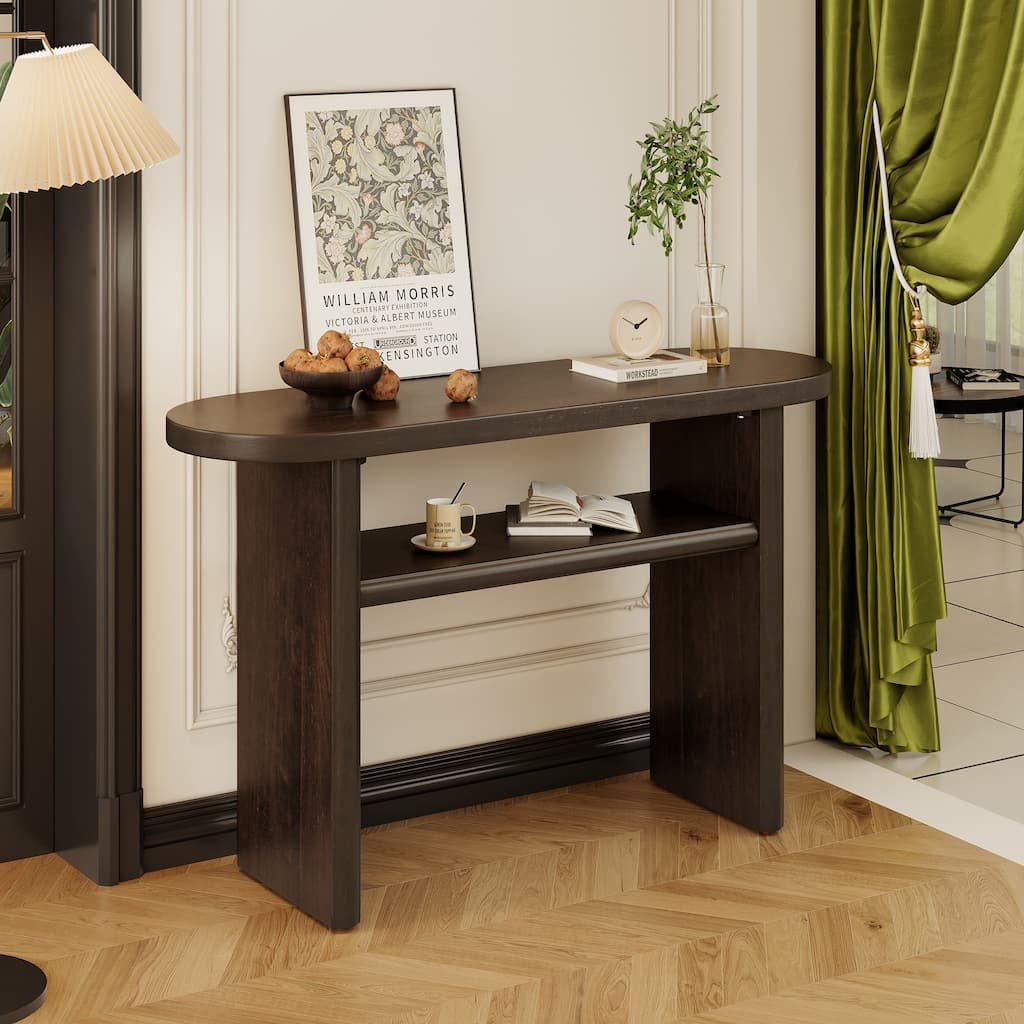 Elegant Minimalist Console Table with Rounded Edges and Sturdy Shelf Design for Entryway