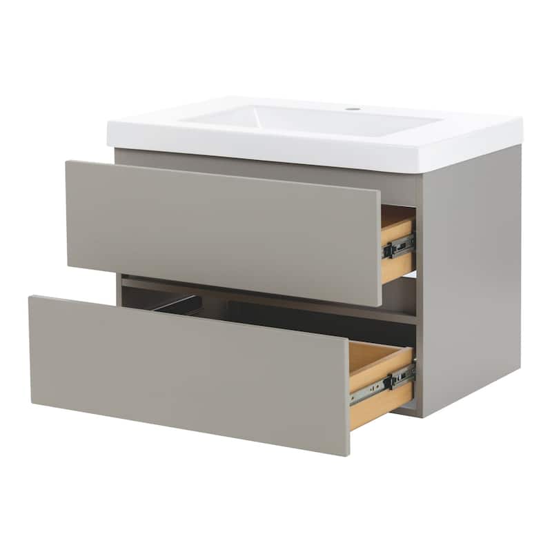 Spring Mill Cabinets Innes 30.5" 2-Drawer Floating Bathroom Vanity With White Sink Top
