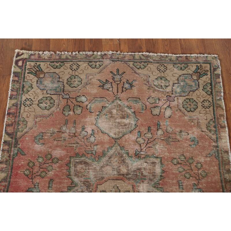 Distressed Tabriz Persian Accent Rug Handmade Wool Carpet - 3'1"x 4'7"