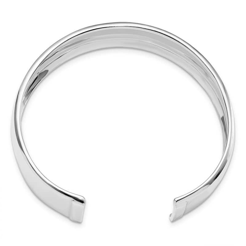 Curata 925 Sterling Silver 17.75mm Polished Adjustable Cuff Bangle Bracelet
