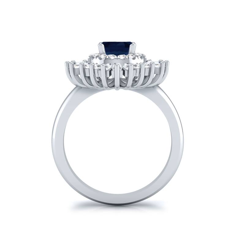 Auriya 14k Gold 1ct Blue Sapphire and Diamond Ballerina Engagement Ring 3/4ctw (G-H, VS1-VS2)