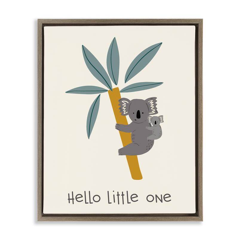 Stupell Hello Little One Koalas Framed Floater Canvas Wall Art Design By Sazerelli Designs - 17 x 21 - Brown
