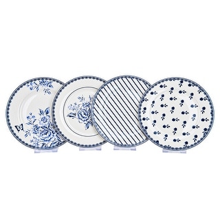 STP Goods Vintage Blue Bone China Dessert Plate Set of 4 - 7.5"