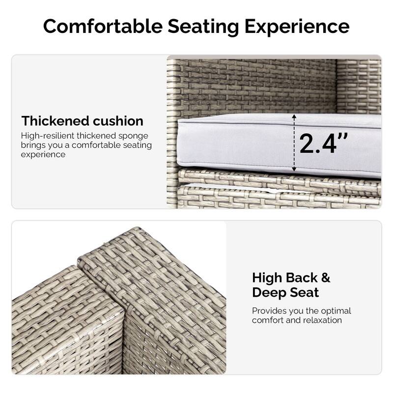 6-Piece All-Weather Wicker Conversation Sofa Set with Nesting Storage & Tea Table for Garden