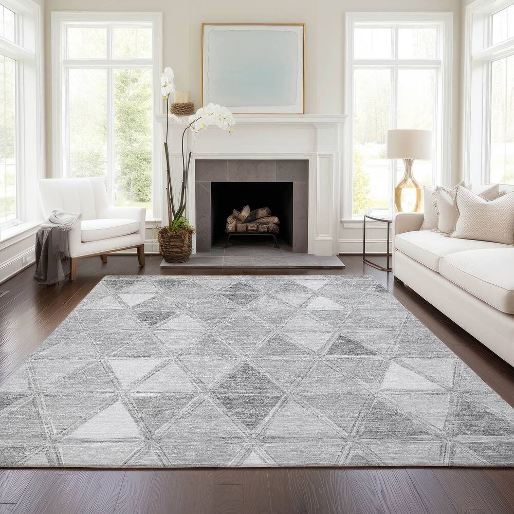 Machine Washable Indoor/ Outdoor Chantille Modern Diamonds Rug