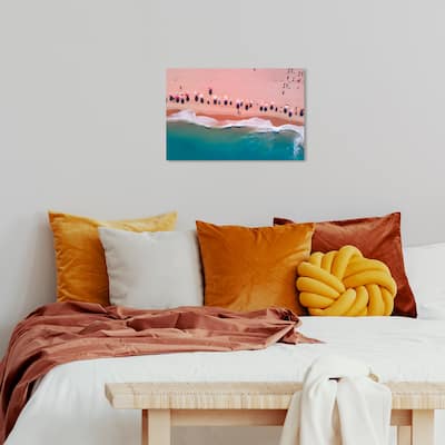 Wynwood Studio Canvas Nautical and Coastal Blush Sand Beach Blue and Teal Nautical & Coastal Wall Art Canvas Print