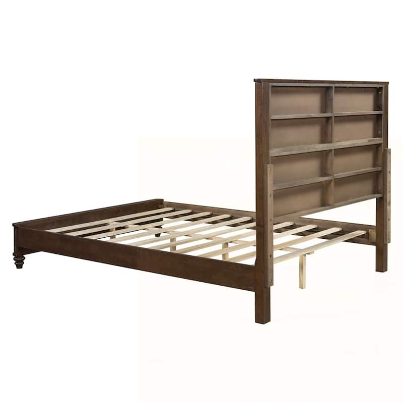 Solid Wood Bed Frame with Tall Headboard