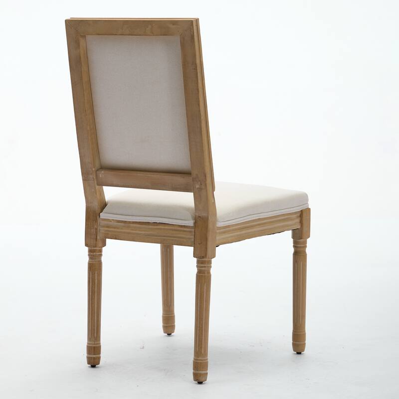 Roomfitters French Dining Chairs Set of 2, Solid Wood Louis Chairs with Square Back and Fabric Upholstery
