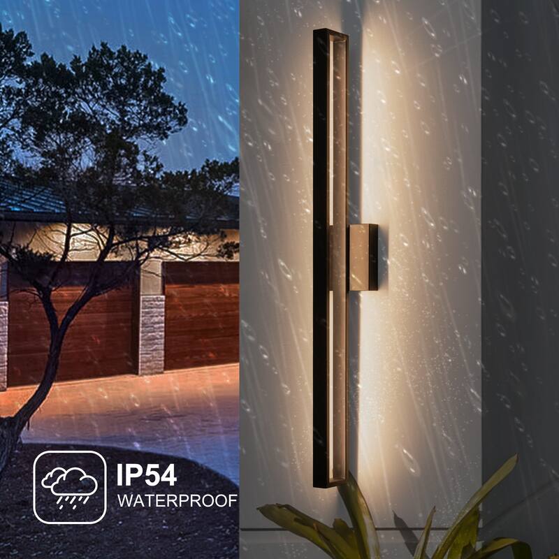 Large LED Outdoor Black Exterior Wall Lantern Sconce Light - Black