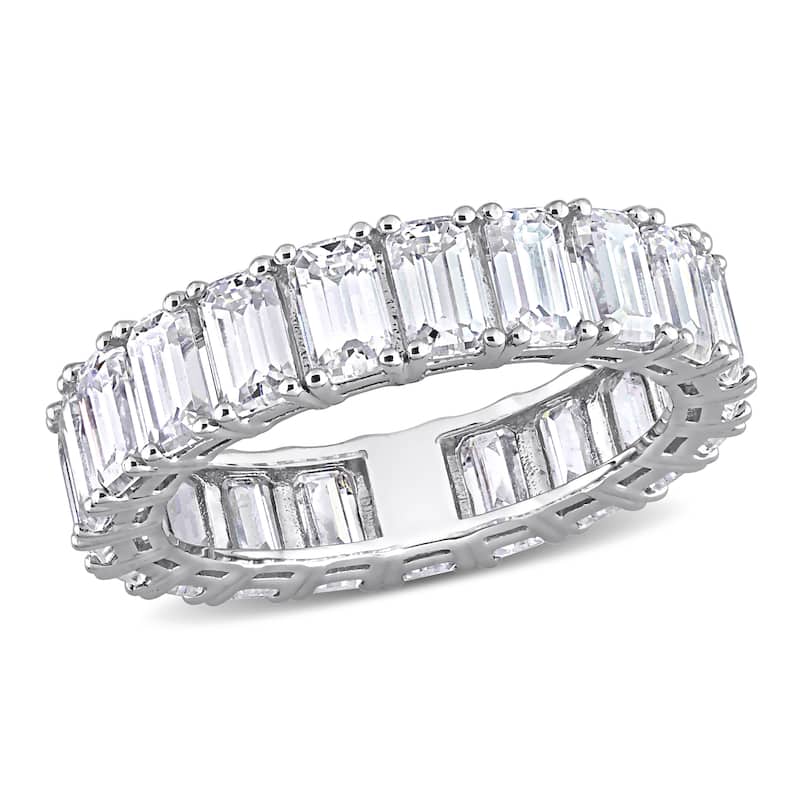 Miadora 6 1/3ct DEW Emerald Cut Created Moissanite Eternity Ring in 14k White Gold