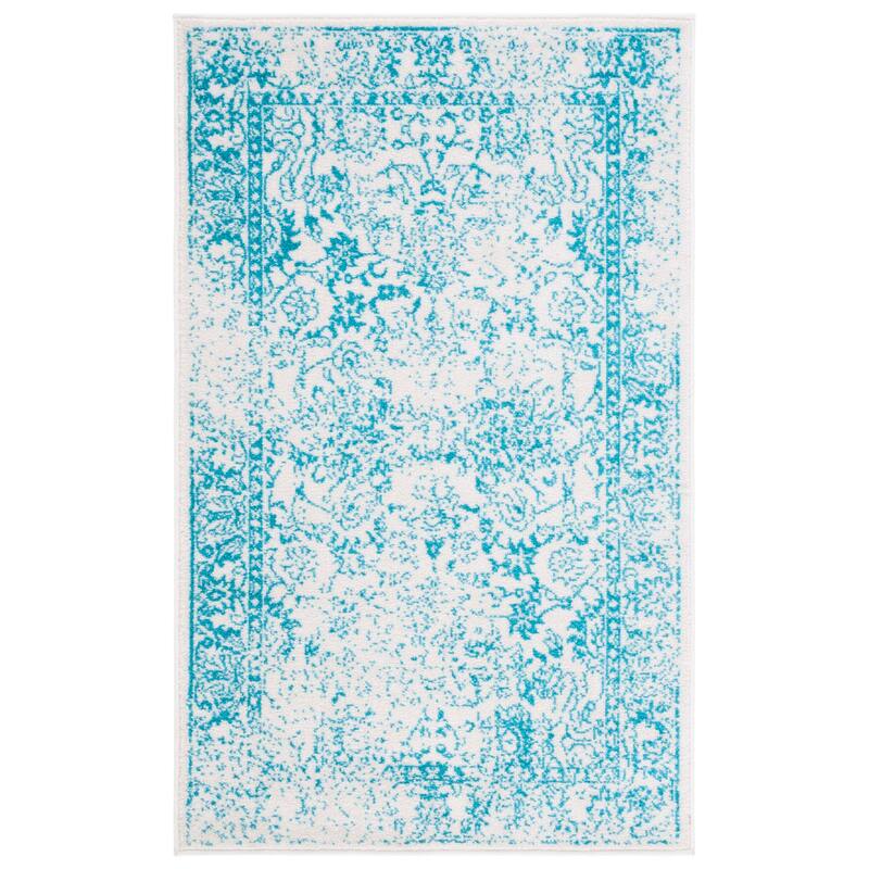 SAFAVIEH Adirondack Dakota Rustic Shabby Chic Distressed Rug - 2'6"x4' Runner - Ivory/Teal