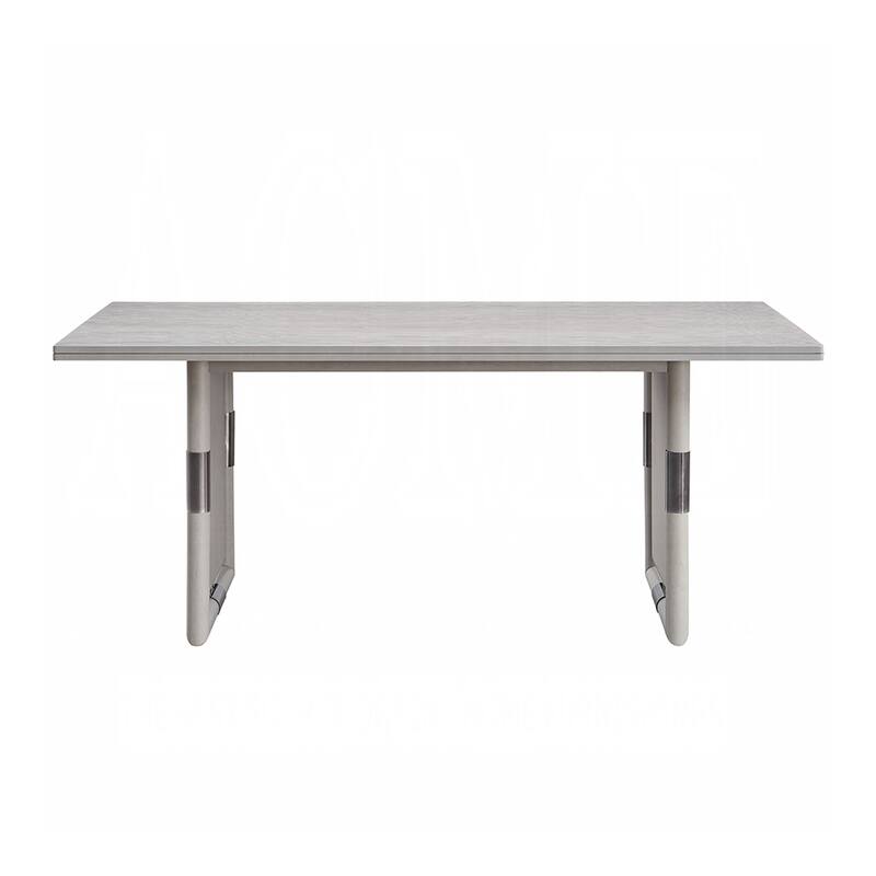 Rectangular Wooden Dining Table with U-shaped Base in Natural Finish