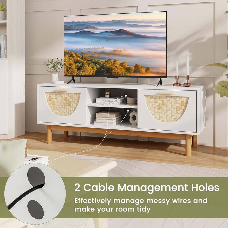 Modern TV Stand for TV up to 55" Media Console Table w/ Open Shelves